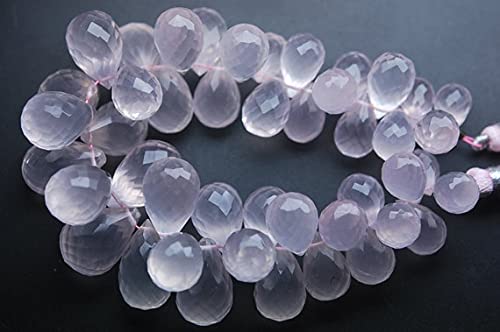 Briolettes quartz rose 12-16mm avec facettes drops shape AAA pour loisirs créatifs