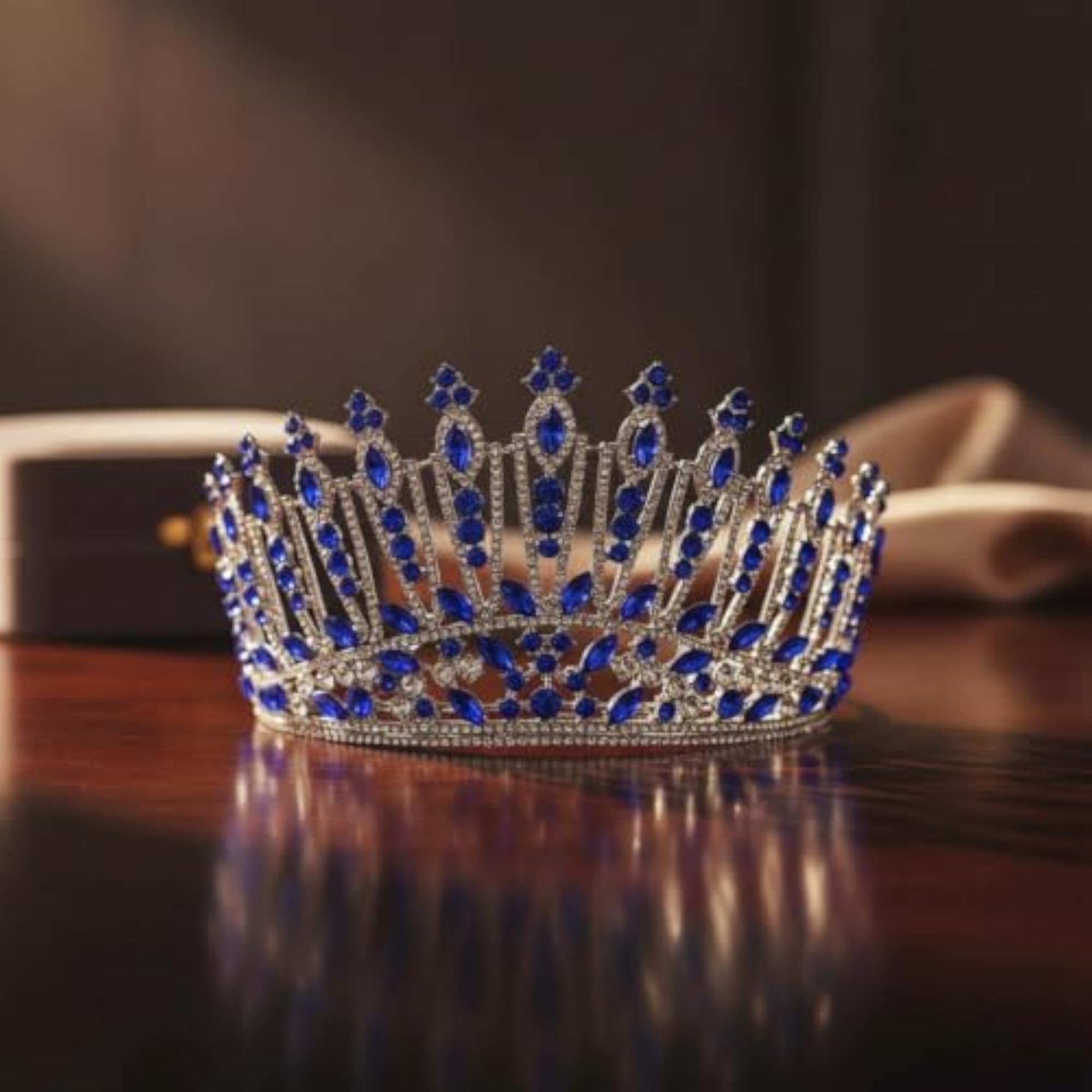 Regal Sparkling Baroque Crown with Adjustable Headband for Weddings