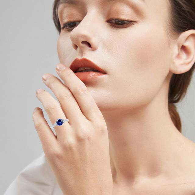 Aihpos 1.0 Carat Gemstone Engagement Rings for Women - Round Gem with Moissanite Women's Engagement Rings White Yellow Rose 10K 14K 18K Gold 925 Sterling Silver Womens Engagement Rings2