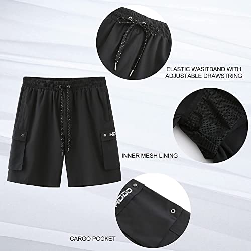 Hodosports Mens Swim Trunks 9" Quick Dry Swim Shorts Bathing Suits Black #TOP5