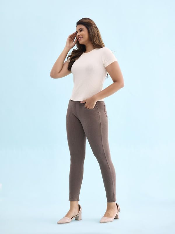 Image of GO COLORS Soft Cotton Blend Printed Jeggings Ankle Length for Women| Breathable, Mid Rise