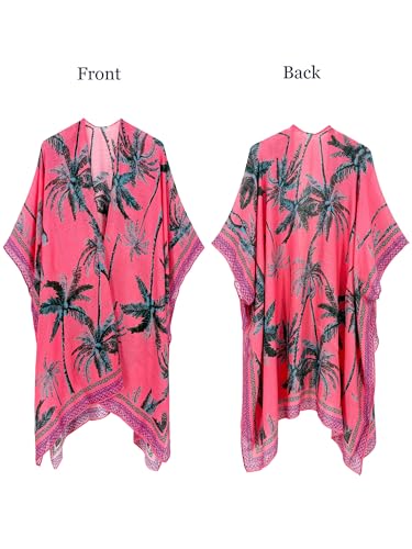 Image of Spicy Sandia Kimonos for Women Floral Beach Cover Up Loose Swimsuit Bathing Suit Coverup Cardigan for Summer Swimwear