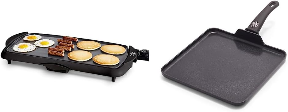 GreenLife 20" Electric Griddle (PFAS-Free) and 11" Griddle Pan Bundle, Ceramic Nonstick Coating, Stay Cool Handles
