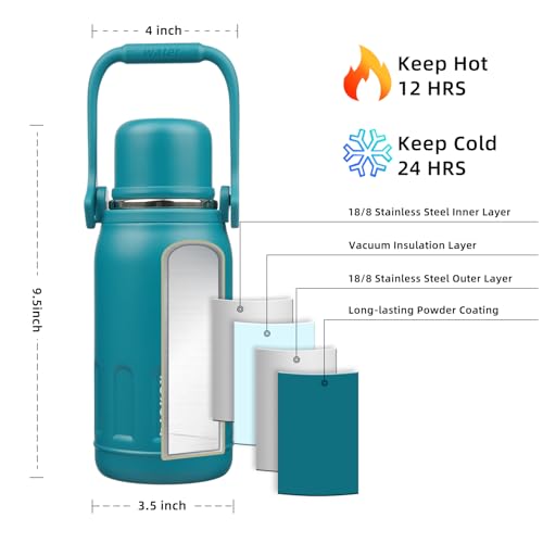 Image of BJPKPK Stainless Steel Insulated Bottle with Handle & Strap, 27oz