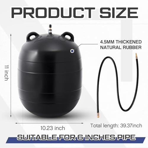 Image of Glooglitter 10 Inch Inflatable Pipe Plug Sewer Test Plug Rubber Plumbing Test Balloon Ball for Sewage Pipeline Inspection (with 39.37 Rubber Extension Hose)