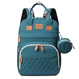 JSTPRO Diaper Bag Backpack, Large Diaper Bag with Changing Station, Baby Bag, New Mom Gifts, Lightweight Waterproof Unisex Diaper Bag with Insulated Pockets and USB Charging Port, Cyan