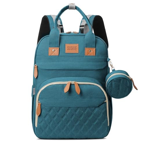 Image of JSTPRO Diaper Bag Backpack, Large Diaper Bag with Changing Station, Baby Bag, New Mom Gifts, Lightweight Waterproof Unisex Diaper Bag with Insulated Pockets and USB Charging Port, Cyan