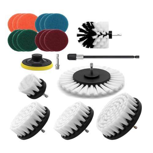 Wzxksoac Juego de Accesorios de 21 Brochas de Taladro, Cepillo de Fregado Eléctrico para Limpieza, Cepillos de Fregado Multiuso con Accesorio Extendido