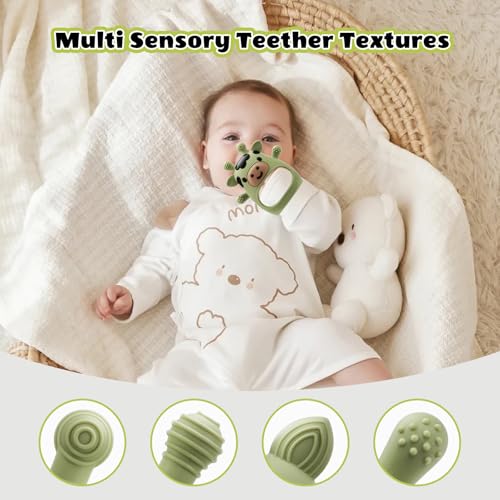 2 Pack Baby Teething Toys for 3-6 6-12 Months, Food Grade Silicone Infant Teether Mitten, Baby Essentials Teething Relief, Newborn Essentials Chew Toys for Sucking Needs - Image 5