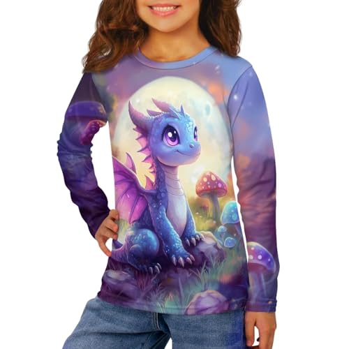Image of WELLFLYHOM Long Sleeve T-Shirt for Boys Girls 3-16 Years Old Tee Tops Crewneck Pullover Shirts Fall Outfits