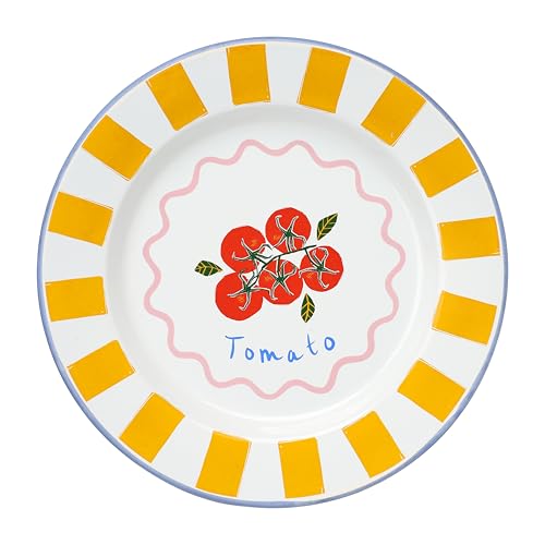 Talking Tables Bon Appetit Handgefertigtes Emaille-Dinnerteller mit Tomaten-Design langlebig leicht perfekt für Outdoor-Dining Picknick Camping Strand stilvolles Sommergeschirr spülmaschinenfest 25 cm