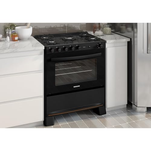 SUGGAR FOGÃO COOK GLASS PRETO MESA DE VIDRO 5 BOCAS MEGA CHAMA TREMPE 6 APOIOS ACENDIMENTO AUTOMÁTICO FGVCG510PT