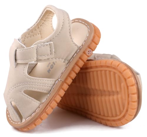 Image of Baby Boys Girls Squeaky Sandals Summer Closed-Toe Anti-Slip Premium Rubber Sole Toddler First Walkers Shoes