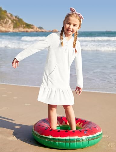 BesserBay Girl's Ruffle Bathrobe Beach Button Down Hooded Terry Cover Ups 3-14 Years3