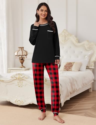Image of Ekouaer Pajamas Set for Women Soft Comfy Pjs Sets Long Sleeve Sleepwear Loungewear S-XXL