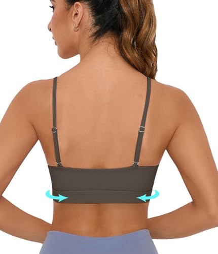 Image of Comper Sports Bra for Women Wirefree Racerback Workout Bras Sexy Thin Straps Yoga Sport Bras with Removable Pads