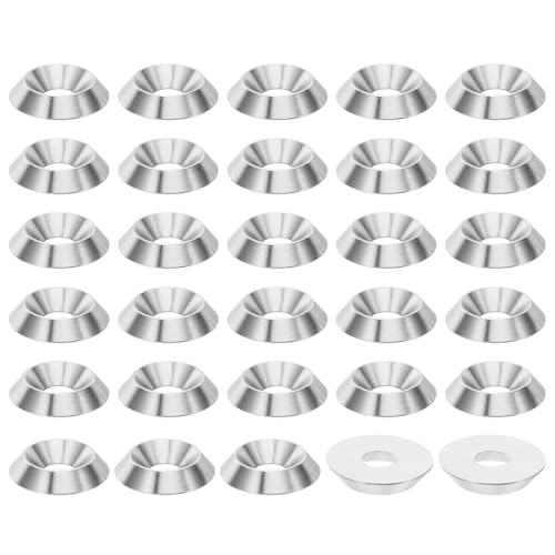 PATIKIL M8 Finish Countersunk Washer, 30pcs 25mm Dia. 5mm Tall Solid 304 Stainless Steel CNC Cup Washer Flat Screw Head Gasket for Constructions, Taper