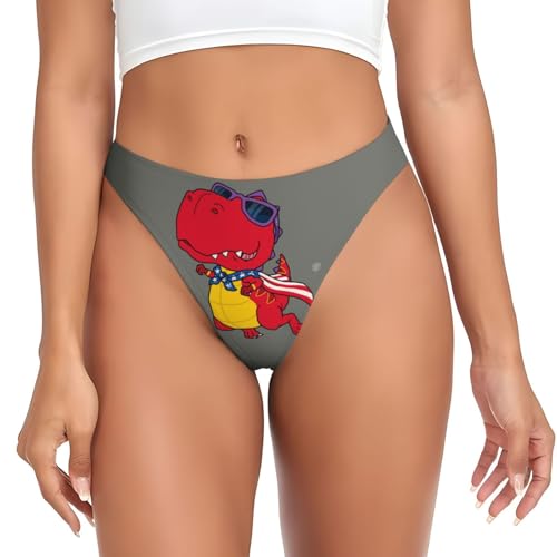Tangas de hilo en G de dibujos animados de superhéroes de dinosaurio, para mujer, tangas sin costuras, ropa interior para mujer, Negro, XL