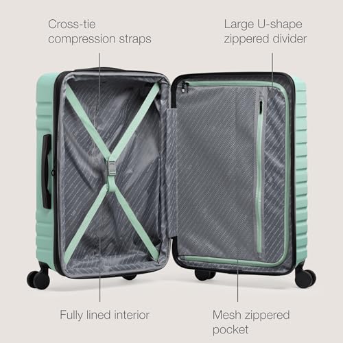 U.S. Traveler Boren Polycarbonate Hardside Rugged Travel Suitcase Luggage with 8 Spinner Wheels, Aluminum Handle, Mint, Checked-Medium 26-Inch - Image 3