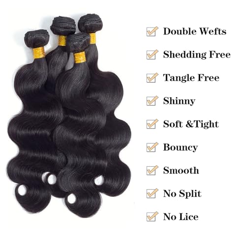 Image of 16A Body Wave Bundles Human Hair 22 inch 24 inch 26 inch 28 inch 400g 100% Unprocessed Brazilian Virgin Hair Body Wave 4 Bundles Human Hair Weave Bundles Natural Color