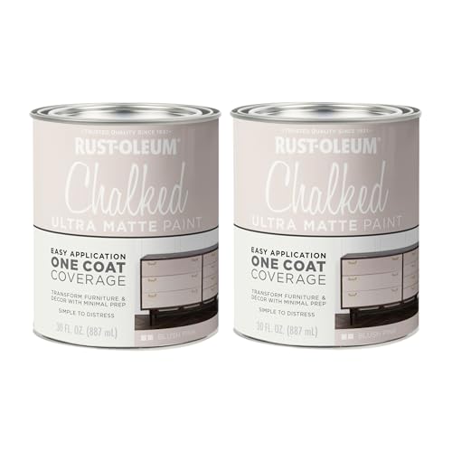 Image of Rust-Oleum Blush Pink Chalked All-in-One Ultra Matte Paint | One Coat Coverage | No Primer, Sanding, Or Topcoat Needed | Easy Clean Up | Made in USA | 30 OZ | 2 Pack