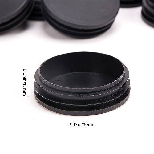 Image of ZORZA Round End Caps,2-3 /8 inch (60mm) Round Plastic Plug Insert, Tubing End Caps, Suitable for Pipe Posts, Chairs, Furniture, and Round Metal Tubes (8 Pcs)