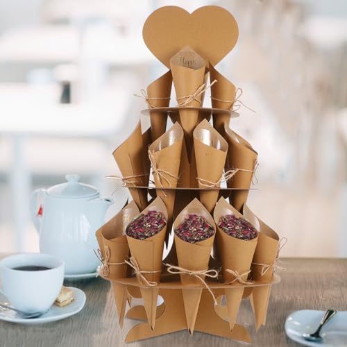 Conos de fragmentos de papel artesanal con soporte anticaídas para confeti 8