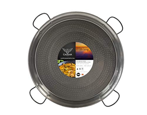Vaello La Valenciana Paellera Valenciana de Acero Pulido, 80 cm, Plateado