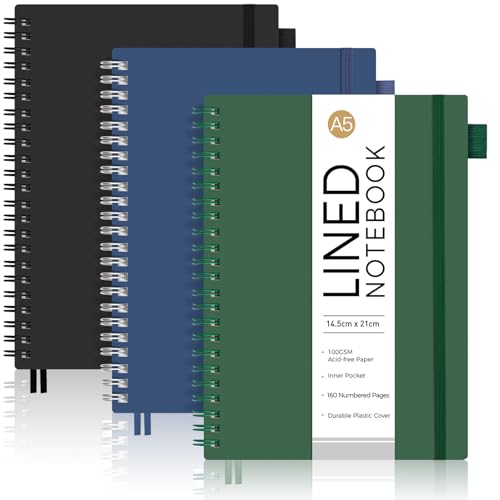 Carnets à spirales à pois A5 lot de 3 pour écriture et dessin