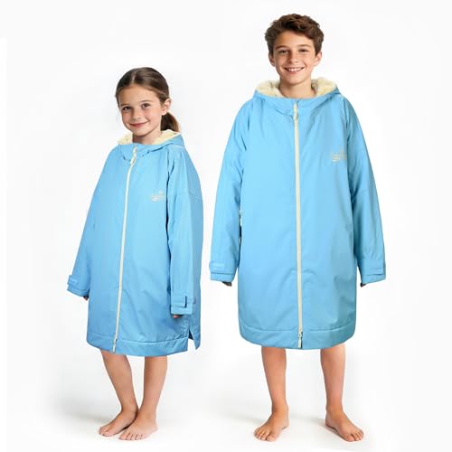 Image of Catalonia Waterproof Kids Swim Parka with Hood, Sherpa Lined Swim Coat with Inner Pocket & Write-On Name Tag