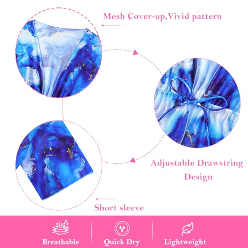 Image of Funnycokid Girls Bathing Suits One Piece Swimsuit with Cover Up Kids Swim Suit Size 8-16