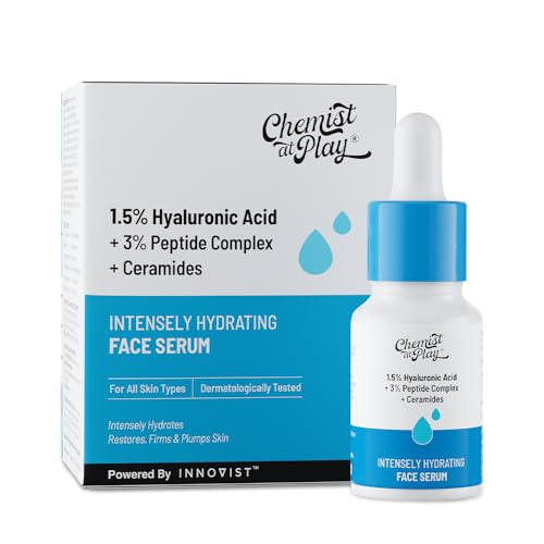 Image of Chemist At Play Hyaluronic Acid Face Serum | With 1.5% Hyaluronic Acid Complex, 3% Peptides & Ceramides | Intensely Hydrates | Restores Firm & Plump Skin | Strengthen Skin Barrier | 10ml