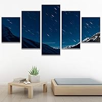 SIGNWIN 5 Panel Canvas Wall Art Aerial Astronomy & Space Dramatic Global Green Photography Realism Stars Ultra for Home Decorations Ready to Hang - 60