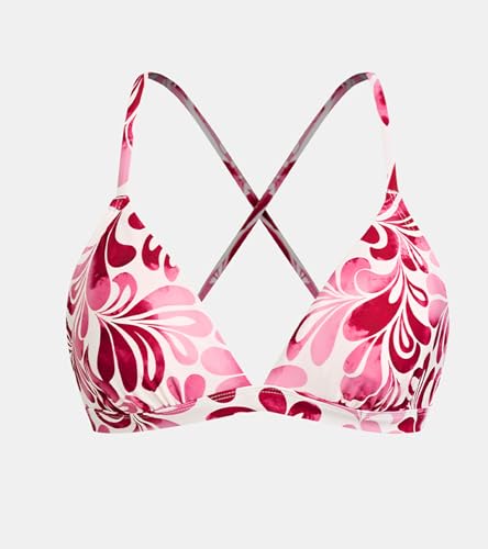 Image of CUPSHE Women's Bikini Top V Neck Triangle Swim Top Crisscross Back Tie | Swim Top Separate, Removable Soft Cups, Adjustable Straps, Customizable Fit, Mix and Match Style, Beach Vacation