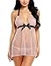 Avidlove Women Transparent Sexy Lingerie Mesh Halter Babydoll Stain Chemises,Pink,Small