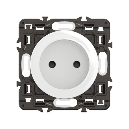 LEGRAND - Prise Electrique Murale sans Terre Céliane Surface Confort - Prise Affleurante avec Socle Rétractable - Blanc - A compléter avec une plaque