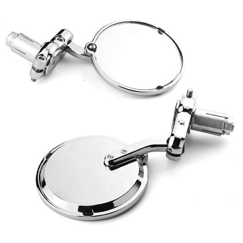 Universal Handle Bar End Convex Mirrors For Most Harley Davidsons,Suzuki,Honda,Kawasaki Cruisers,Touring Bikes,Sport Bike,Cafe Racers,Electric Scooters Side Rear View Mirrors Motorcycle(Rm02-Silver) #TOP4