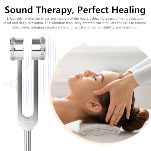 Image of HASTHIP 256Hz Tuning Fork, 21.5cm Aluminum Alloy Music Tuning Fork for Sound Healing, Instrument Tuning & Meditation Therapy, with Velvet Drawstring Storage Bag & Striker