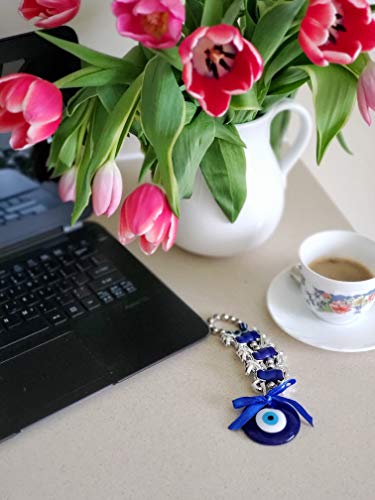 LUCKBOOSTIUM Lucky Triple Horse Charms with Blue Blue Glass Evil Eye Hanging Ornament - Give Protection & Blessing - Sign of Strength & Power - Home & Car Rear View Mirror Hanging Accessories4