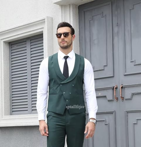 Tuxedo 3 Piece Men's Suit Slim Fit Blazer Jacket Vest Pants Set for Prom Formal One Button Tux Suits4