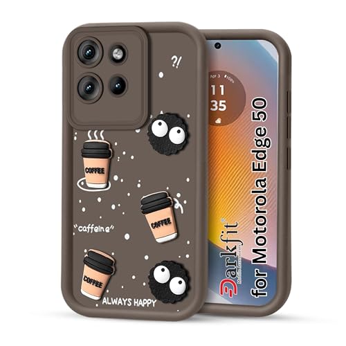 Image of DARKFIT Back Case Cover Compatible with Motorola Edge 50 | Cute Fun Cartoon Ball 3D Coffee Silicone Case | Body Protection | Camera Protection | Shock Proof | Color Brown | Pack of 1