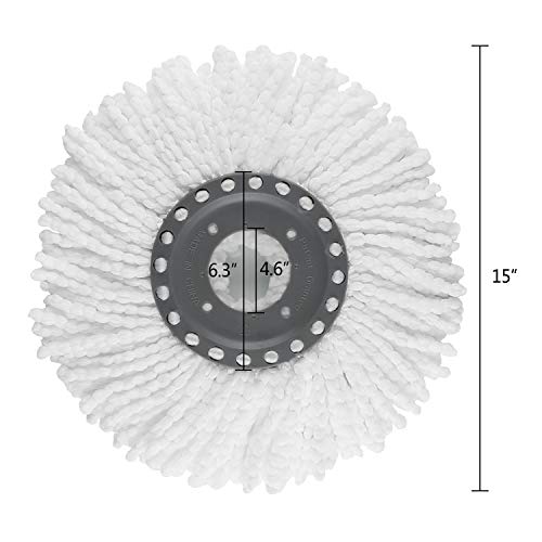4 Premium Replacement Mop Heads Refills for Universal 360° Spin Magic Mop, Hurricane Compatible Standard Replacement Round Spin Mop Heads Microfiber (White)