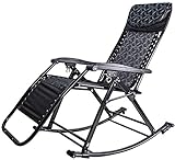 Mecedora plegable portátil para adultos, para verano, al aire libre, playa, terraza, camping, oficina, siesta, silla ligera de ocio negra para balcón y césped