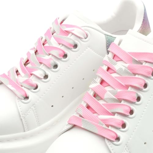 Image of Flat Colorful Shoelaces Gradient Rainbow Shoe Lace Shoestring 2 Pair