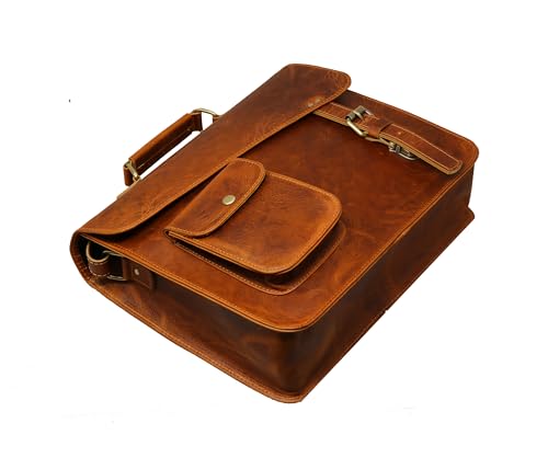 jaald Leather Messenger Bag Laptop Case Briefcase Brown Distressed Shoulder Bag Compatible With Ipad & Tablet4