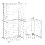 Rubbermaid 3 Piece Storage Wire Stackable Cube Set Easy Assemble White for Closet/Bookshelf/Toys Multi-Use Home Organizer