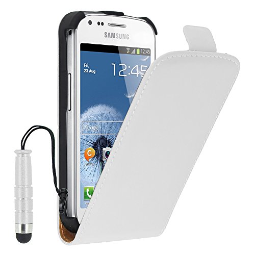 ebestStar - Coque Compatible avec Samsung Galaxy Trend S7560, S Duos S7562 Etui Housse PU Cuir Rabat Ultra Fin (Ultra Slim Case) + Mini Stylet, Blanc [Appareil: 121.5 x 63.1 x 10.5mm, 4.0'']