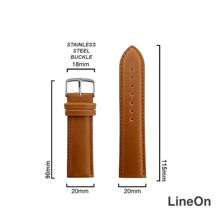 Image of Lineon NAGATA Full Padded Leather Watch Strap For Branded Watches Premium and Soft Strap For Titan, sonata, timex, casio and for all other brand