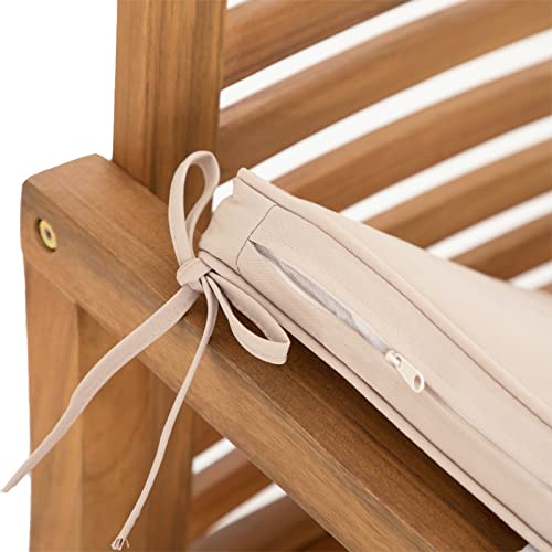 Sophia & William 2 Pieces Acacia Wood Patio Dining Chairs With Cushions, Outdoor Oil Finish Middle Back Wooden Armchairs Set Of 2, Natural Wood Chairs For Porch Yard Balcony Deck, Teak #TOP3