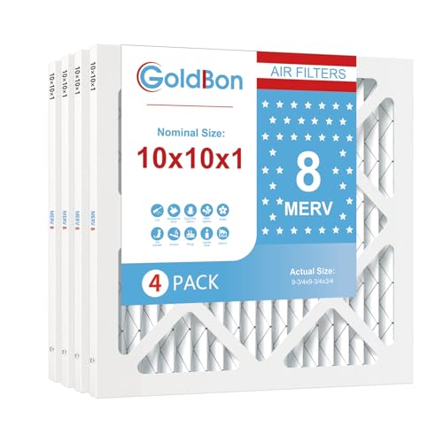 Image of 10x10x1 MERV 8 Air Filter 4-Pack for HVAC Furnace